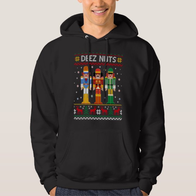 Deez Nuts fulstyg jultröja Xmas nötknäppare Hoodie (Framsida)