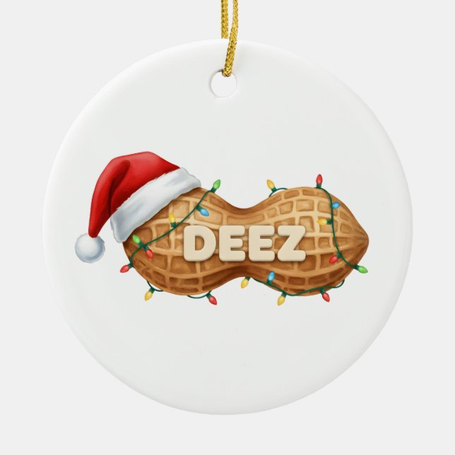 Deez Nuts,Funny Deez Nuts Christmas Peanut Julgransprydnad Keramik (Framsidan)