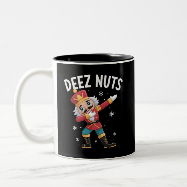 Deez Nuts Nötknäckare Nöt Rolig Jul  Två-Tonad Mugg (Vänster)