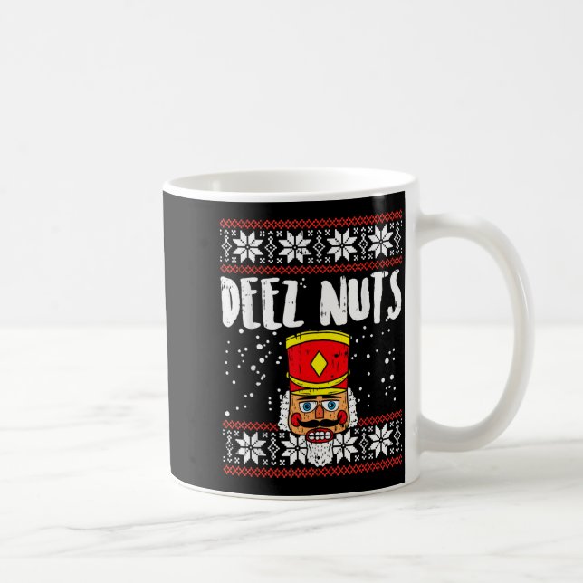 Deez Nuts Nutcracker Funny Ugly Christmas Sweater  Kaffemugg (Höger)