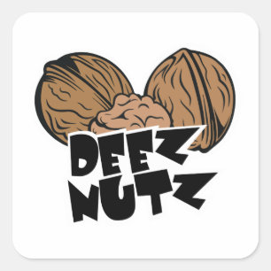 Deez Nutz rolig illustration Fyrkantigt Klistermärke