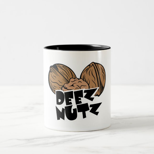 Deez Nutz rolig illustration Två-Tonad Mugg (Center)