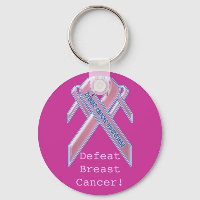 Defeat Breast Cancer Keychain Nyckelring (Framsida)