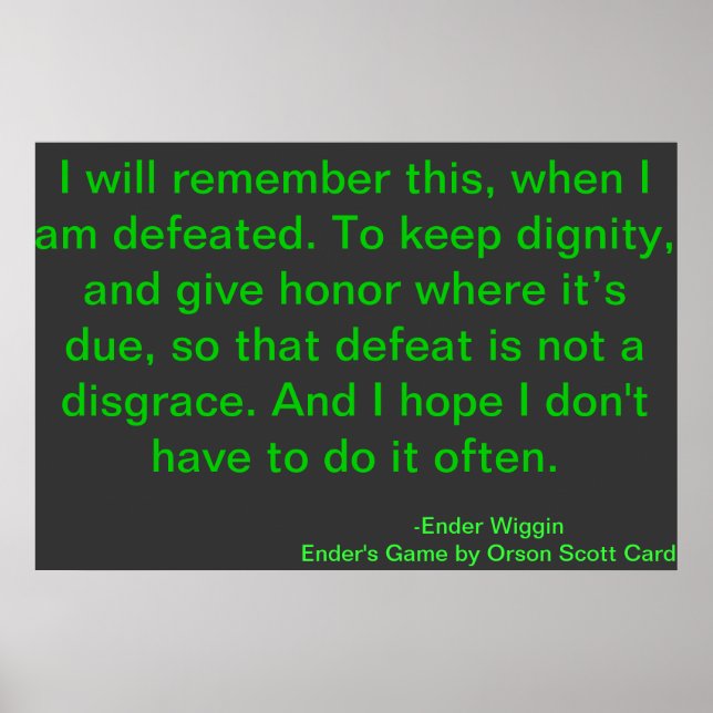 Defeat Motivational Quote Orson Scott Card Poster (Framsidan)