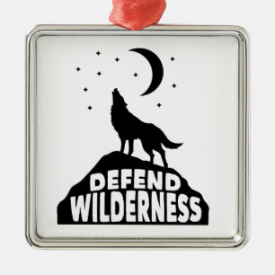 Defend Wilderness Varg Måne Julgransprydnad Metall