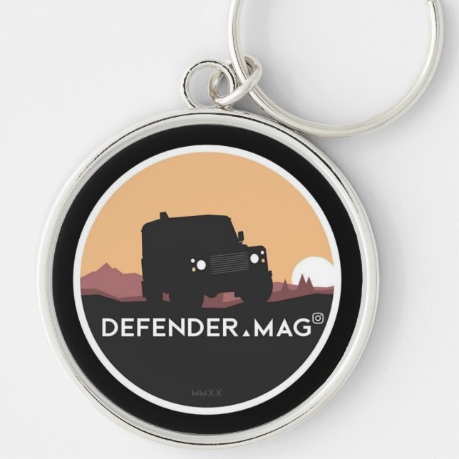DEFENDER MAG RUND SILVERFÄRGAD NYCKELRING (Framsidan)