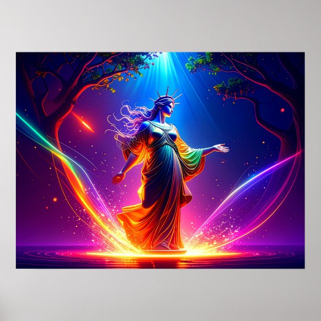 Defender of Democracy Lady Liberty Warrior Goddess Poster (Framsidan)