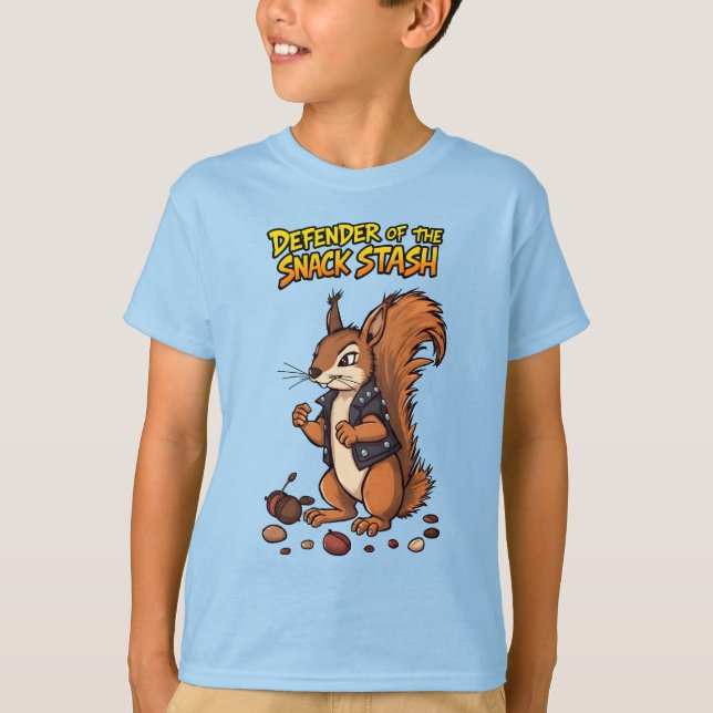 Defender of the Snack Stash Tough Squirrel Guardin T Shirt (Framsida)