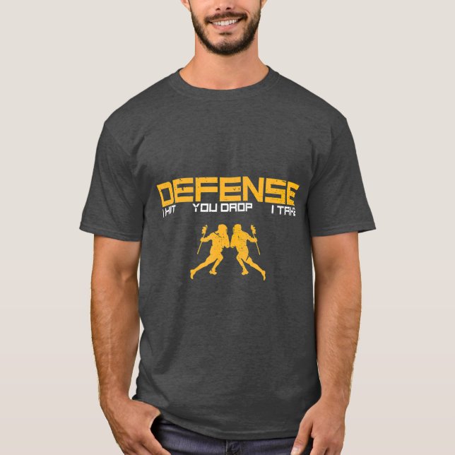 Defender Stick Lacrosse Player Sports T Shirt (Framsida)
