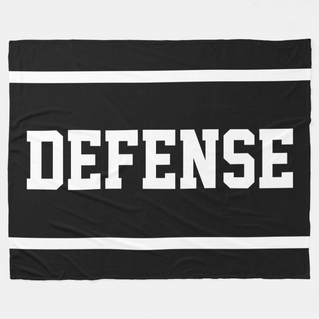 DEFENSE Athletic White Text Stripes On Bold Black Fleecefilt (Framsidan (Horisontell))