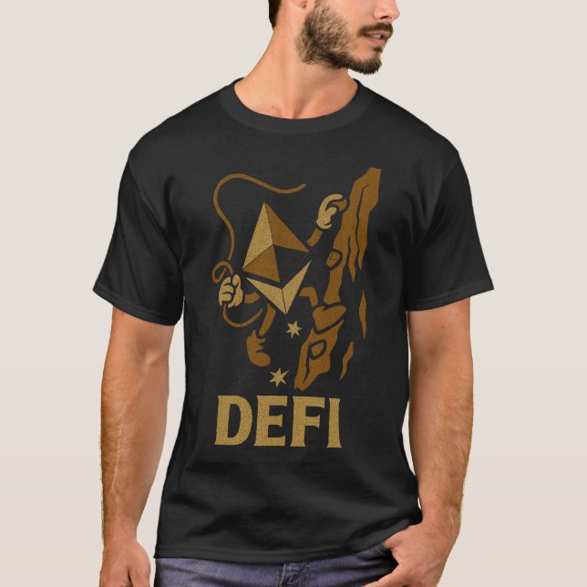 DeFi Ethereum Rock Climber Crypto Trailblazers  T Shirt (Framsida)