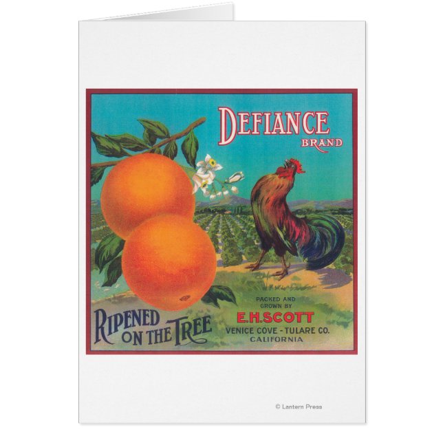 Defiance Orange LabelVenedig Cove, CA Hälsningskort (Framsidan)
