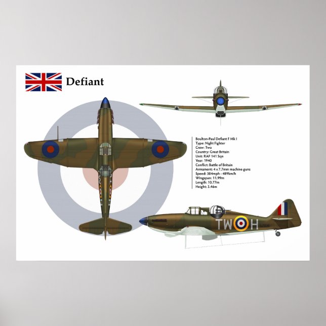 Defiant Mk I 141 Squadron Poster (Framsidan)