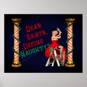 Definiera den högmodiga Vintagen Pin-Up Girl-julen Poster