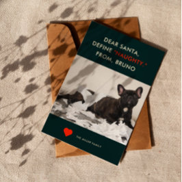 Definiera Naughty | Cute och Rolig hund foto Julkort