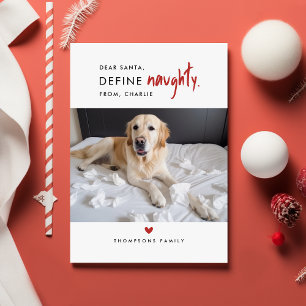Definiera Naughty   Rolig hund julkort för foto