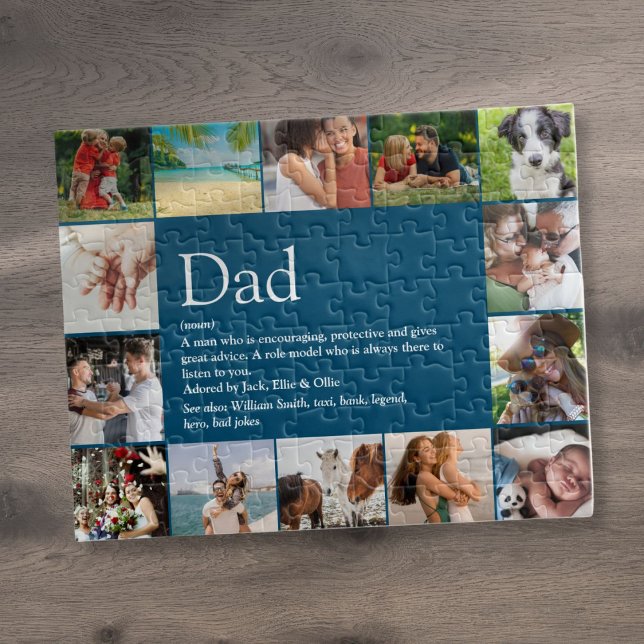 Definition 14 av foturblått Pappa Pappa Far Pussel (Best Dad Papa Father Definition 14 Photo Blue Jigsaw Puzzle)