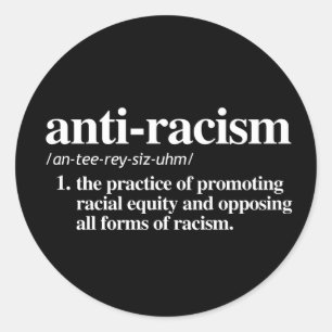 Definition av antirasism runt klistermärke