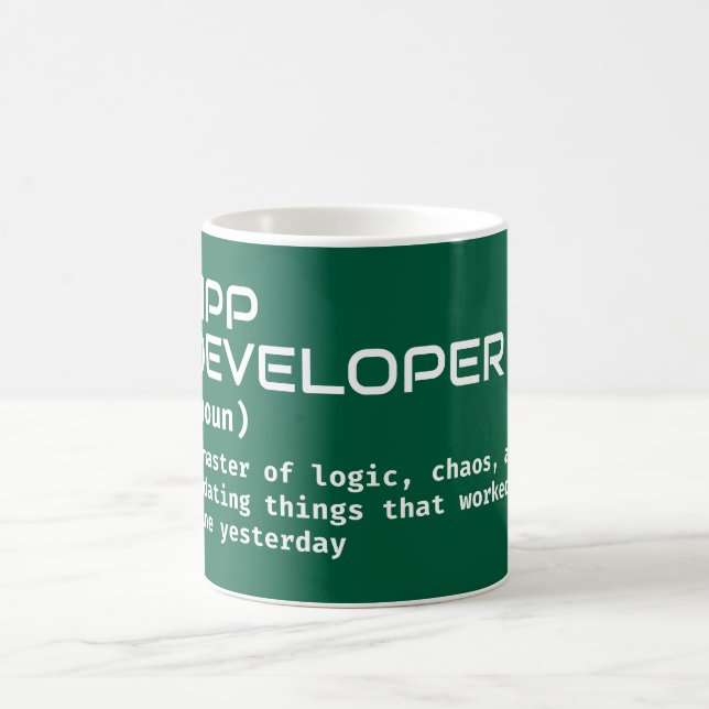 Definition av App Developer Coffee - Humor Mugg (Center)