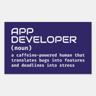 Definition av App Developer Humor Rektangulärt Klistermärke