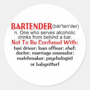 Definition av Bartender Runt Klistermärke
