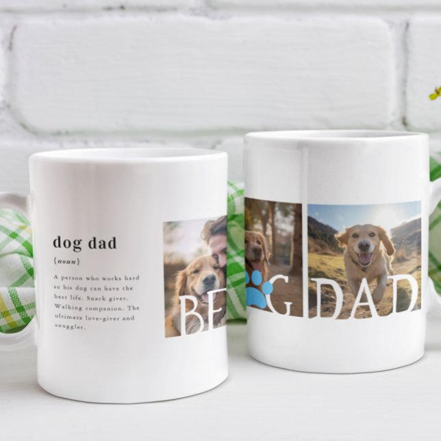 Definition av bästa Hund Pappa | Tre foto Kaffemugg (Skapare uppladdad)