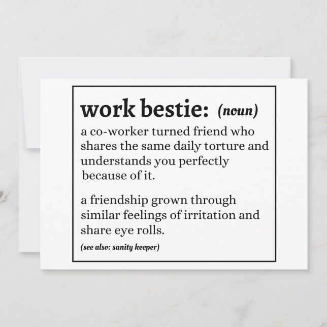 Definition av Bestie i arbetet Inbjudningar (Framsida)