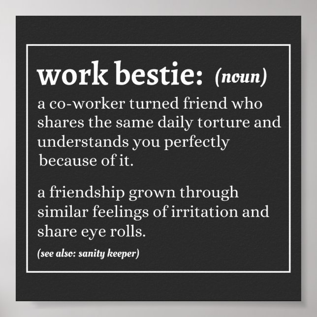 Definition av Bestie i arbetet Poster (Framsidan)