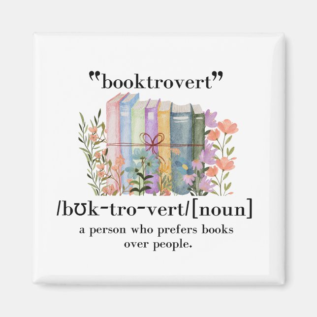 Definition av "Booktrovert" Magnet (Framsidan)