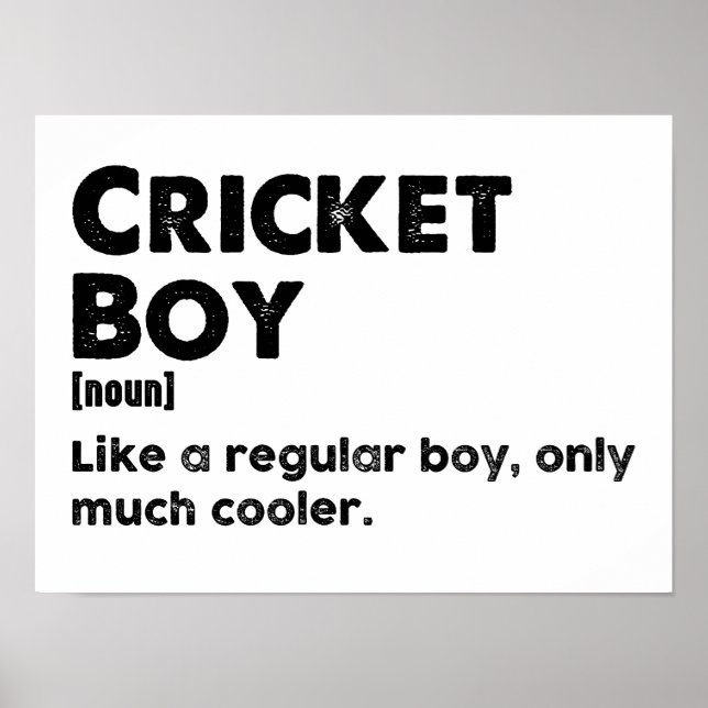 Definition av Cricket Boy Funny Dictionary Poster (Framsidan)