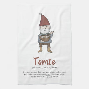 Definition av Cute Swedish Tomte Gnome  Kökshandduk