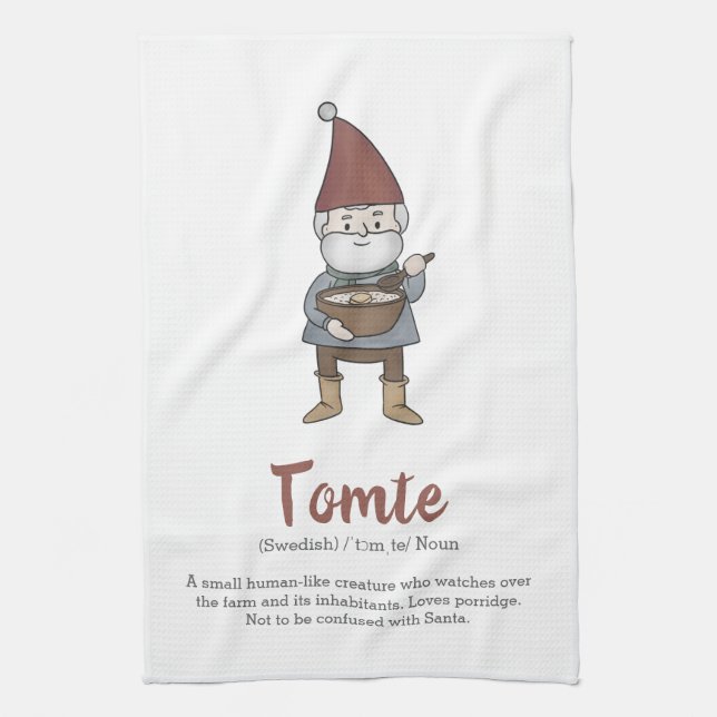 Definition av Cute Swedish Tomte Gnome  Kökshandduk (Vertikal)