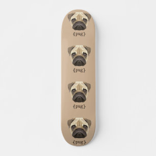 Definition av Cute Watercolor Pug Ansikte Mini Skateboard Bräda 18,5 Cm