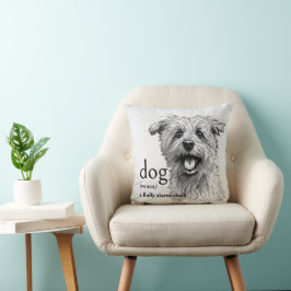 Definition av en Hund på vitvedat trä Kudde