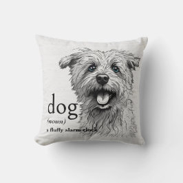 Definition av en Hund på vitvedat trä Kudde