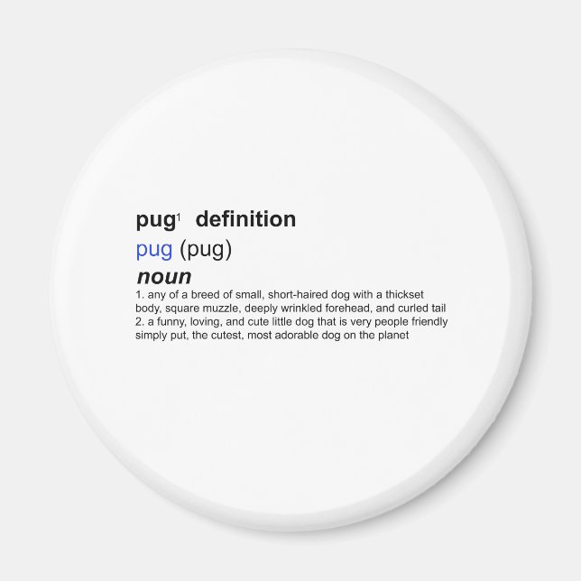 Definition av en Pug Magnet (Framsidan)