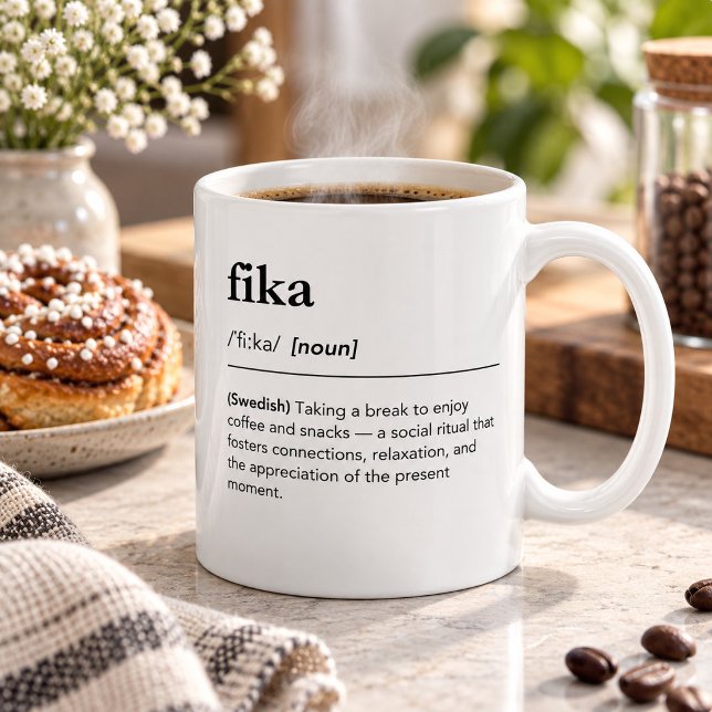 definition av fika svensk kafferast ordbok kaffemugg (Skapare uppladdad)