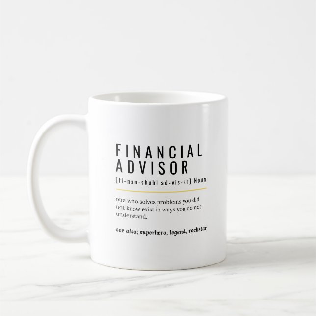Definition av finansiell rådgivare kaffemugg (Vänster)