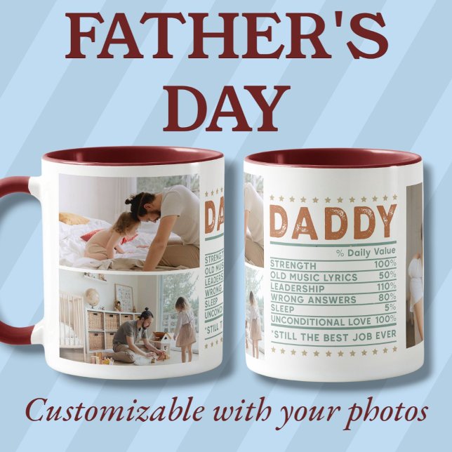 Definition av foto av röd anpassningsbar i Pappa m Mugg (Definition of Dad dark red custom photo Mug)