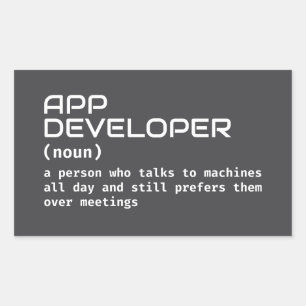 Definition av Funny App Developer Rektangulärt Klistermärke