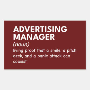 Definition av Funny Marknadsföring Manager Rektangulärt Klistermärke