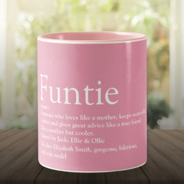 Definition av Girly Rosa Funny Funtie Moster Aunti Två-Tonad Mugg