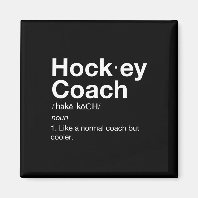 Definition av Hockey Coach Roligt Sport Tränar Magnet (Framsidan)