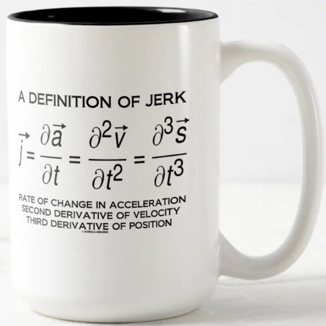 Definition av Idiot (fysikekvation Humor) Två-Tonad Mugg (Physicists know how to define jerk in mechanics. Showcase this fact with this physics attitude mug!)