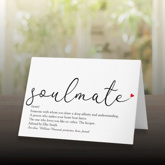 Definition av Kärlek Heart Soulmate Kort (Script Love Heart Soulmate Definition Card)