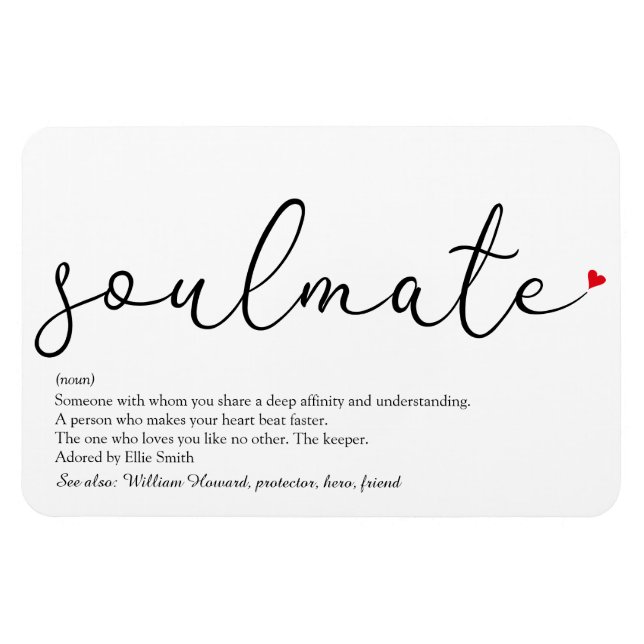 Definition av Kärlek Heart Soulmate Magnet (Horisontell)