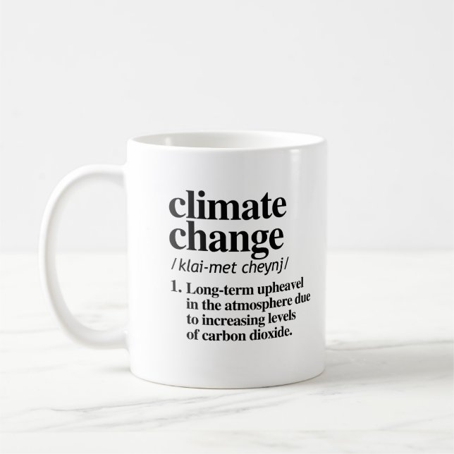 Definition av klimatförändringar kaffemugg (Vänster)