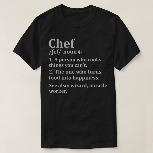 Definition av kokning av gifts chefs Chef T Shirt (Design framsida)