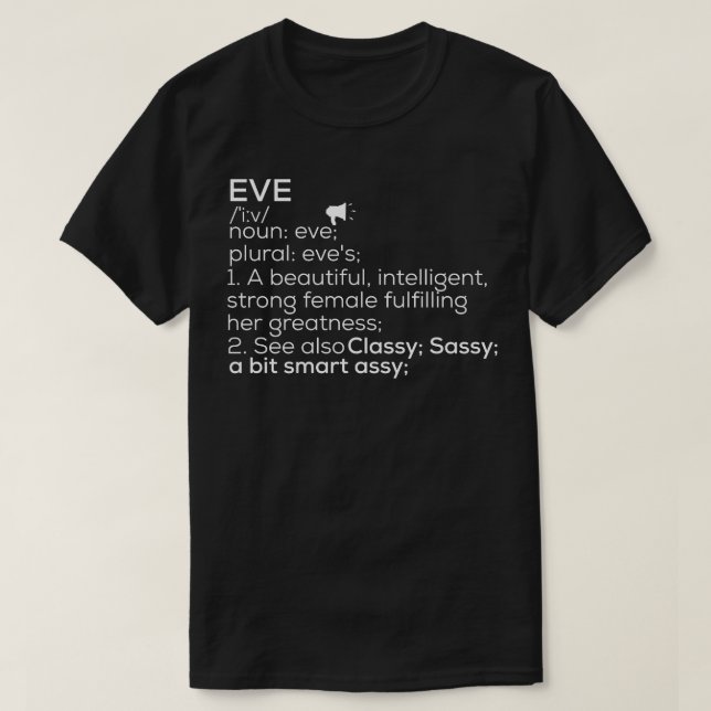 Definition av Kväll för kvinnlig Namn Kväll Meanin T Shirt (Design framsida)