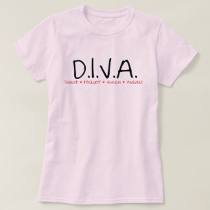Definition av kvinnlig DIVA-skild T-shirt